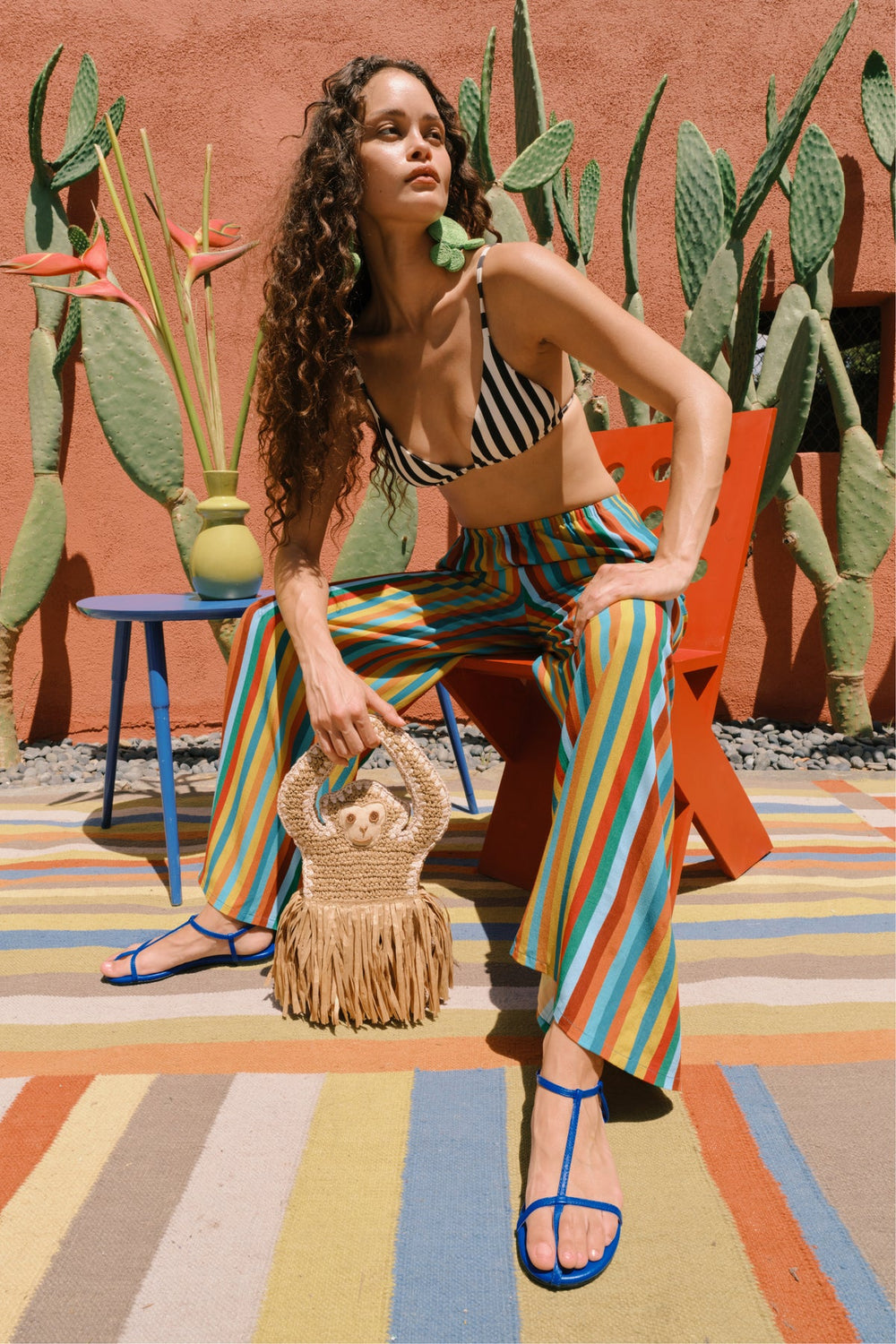 Nella Crepe Wide Leg Pant | Simon Miller Vibrant Multi Stripe