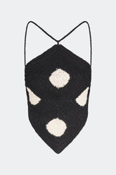 Kit Crochet Top | Simon Miller Black/Macadamia Polka Dot