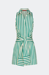 Inna Sleeveless Poplin Mini Dress | Simon Miller Teal/Cream Stripe