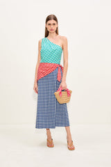 Belem Poplin Midi Dress | Simon Miller Teal Gingham Multi