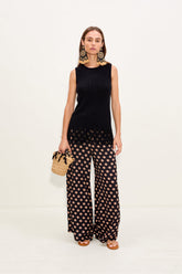 Nella Crepe Wide Leg Pant | Simon Miller Black/Tan Polka Dot