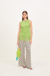 Nella Crepe Wide Leg Pant | Simon Miller Macadamia/Black Polka Dot