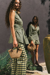 Inna Sleeveless Poplin Top | Simon Miller Peridot/Ebony Gingham