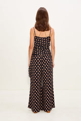 Marlowe Chiffon Tie Tank | Simon Miller Black/Tan Polka Dot