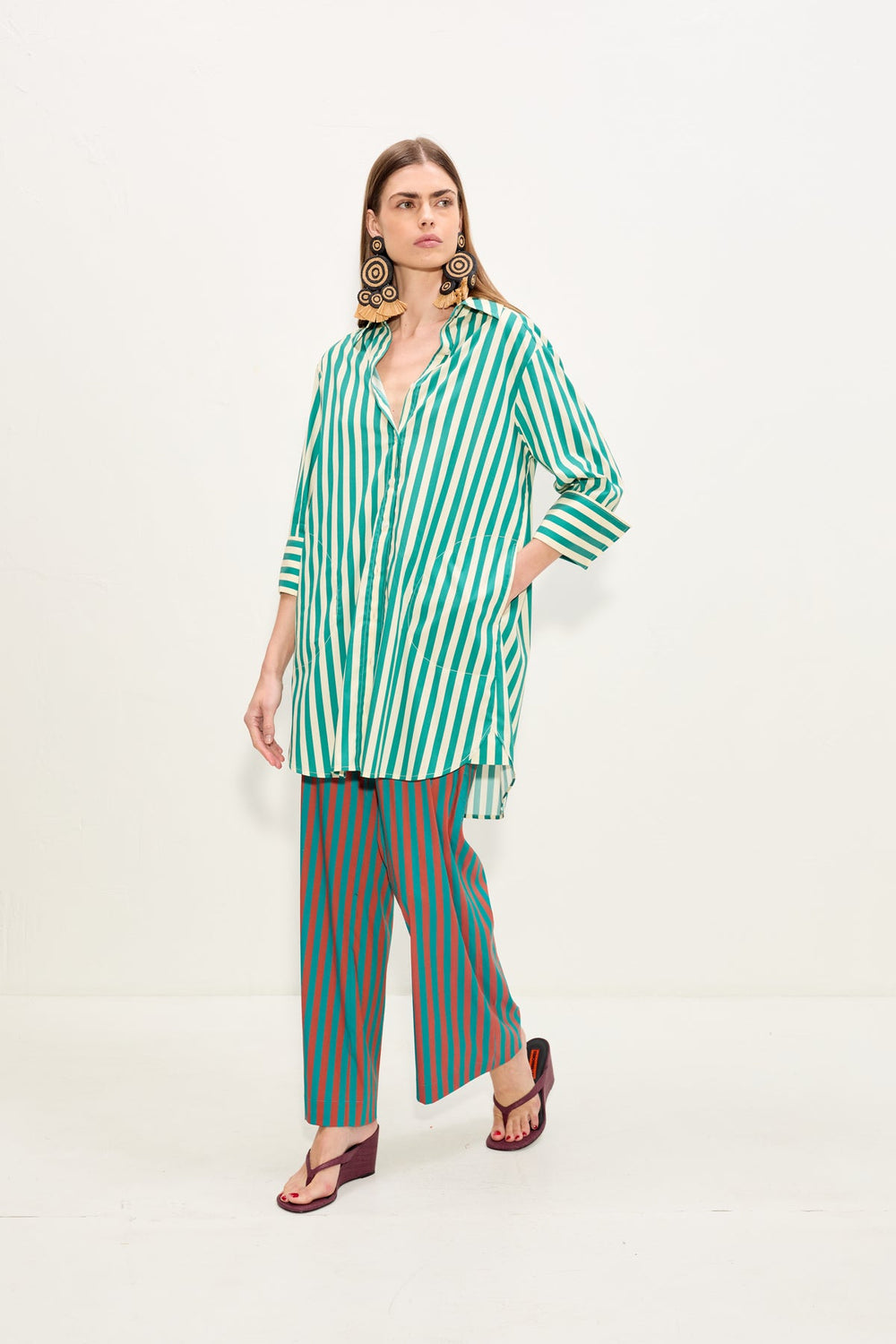 Kena Poplin Dress | Simon Miller Teal/Cream Stripe