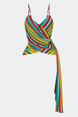 Marlowe Crepe Tie Tank | Simon Miller Vibrant Multi Stripe