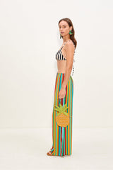 Nella Crepe Wide Leg Pant | Simon Miller Vibrant Multi Stripe