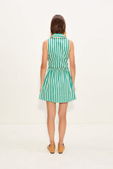Inna Sleeveless Poplin Mini Dress | Simon Miller Teal/Cream Stripe