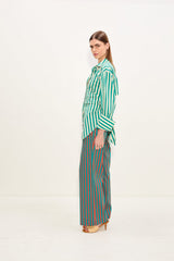 Loch Poplin Button Up | Simon Miller Teal/Cream Stripe
