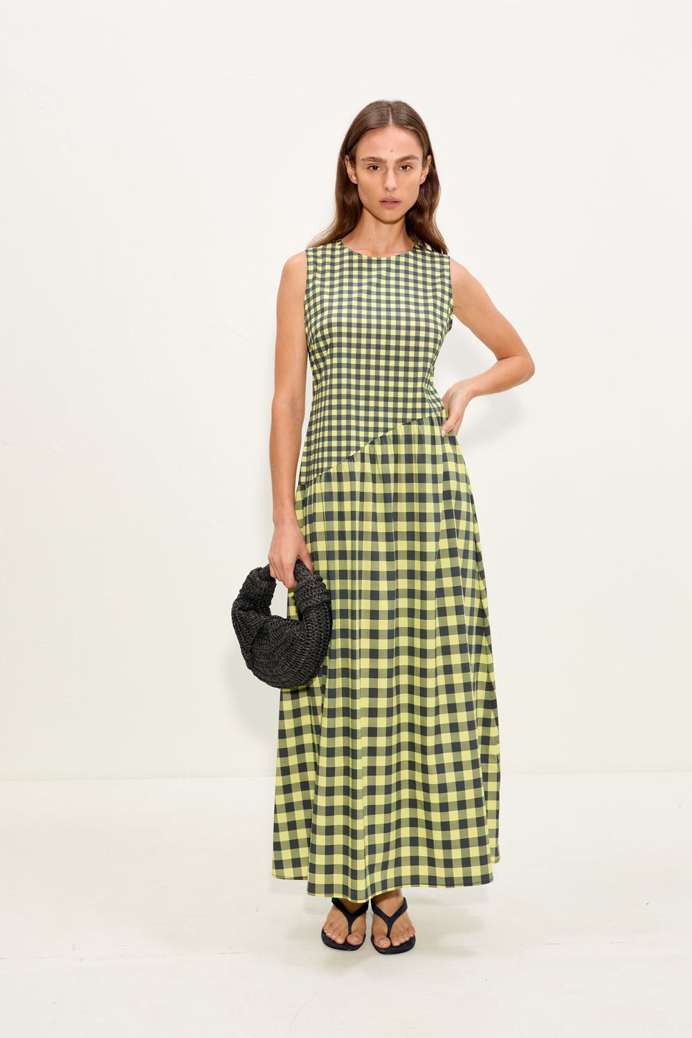 Laurel Poplin Midi Dress | Simon Miller Peridot/Ebony Gingham