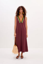 Mar Crochet Poplin Dress | Simon Miller Choco Brown