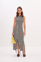 Sabine Fringe Knit Dress | Simon Miller Black/White Stripe
