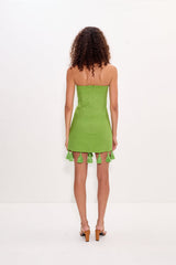 Freya Linen Tassel Mini Dress | Simon Miller Matcha
