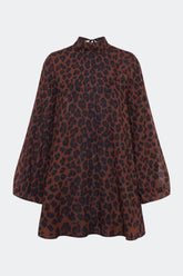 Joplin Chiffon Mini Dress | Simon Miller CHOCO BROWN LEOPARD