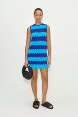 Moji Knit Mini Dress | Simon Miller BLUE TONAL WAVE STRIPE