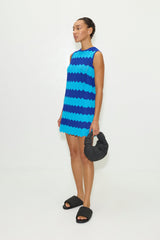 Moji Knit Mini Dress | Simon Miller BLUE TONAL WAVE STRIPE