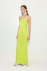 Sculpty Strapless Satin Dress | Simon Miller LIME