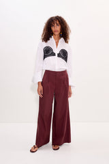 Maren Poplin Crochet Button Up | Simon Miller Macadamia