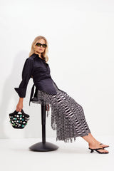 Za Za Knit Fringe Skirt | Simon Miller Black/White Space Dye