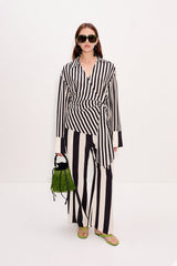 Nella Wide Leg Pant | Simon Miller Black/White Stripe
