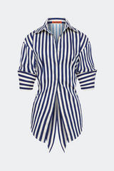 Loch Poplin Button Up | Simon Miller Navy/Cream Stripe