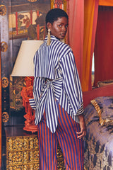 Loch Poplin Button Up | Simon Miller Navy/Cream Stripe