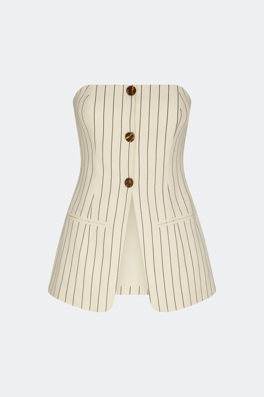 Mori Strapless Linen Top | Simon Miller CREAM PINSTRIPE