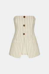 Mori Strapless Linen Top | Simon Miller CREAM PINSTRIPE