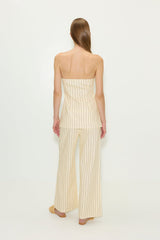 Mori Strapless Linen Top | Simon Miller CREAM PINSTRIPE