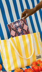 SM X URSULA MEGA TOTE | Simon Miller SUNGOLD/ECRU STRIPE