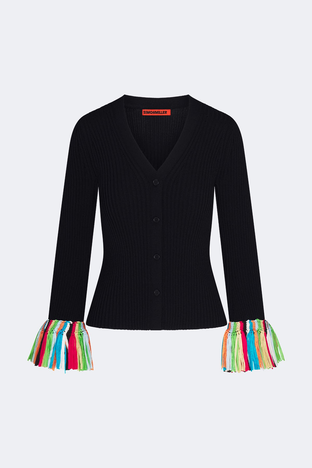 Cara Knit Fringe Cardigan | Simon Miller Black Multi