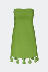 Freya Linen Tassel Mini Dress | Simon Miller Matcha