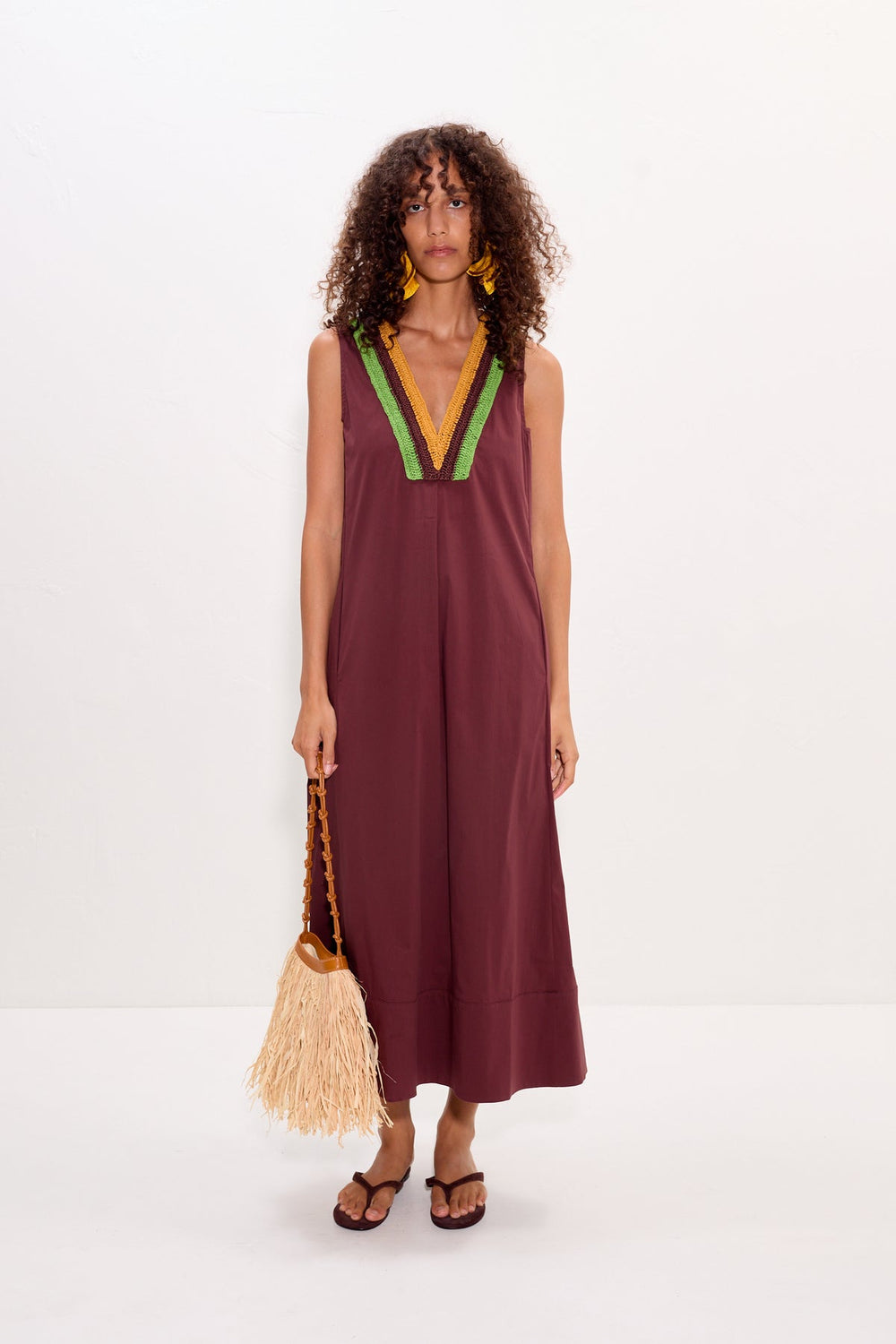 Mar Crochet Poplin Dress | Simon Miller Choco Brown