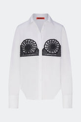 Maren Poplin Crochet Button Up | Simon Miller Macadamia