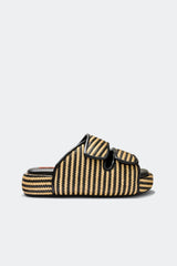 Raffia Cro Slide | Simon Miller Black/White Micro Stripe