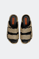 Raffia Cro Slide | Simon Miller Black/White Micro Stripe