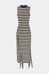 Sabine Fringe Knit Dress | Simon Miller Black/White Stripe