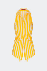 Loch Sleeveless Poplin Button Up | Simon Miller Sungold/Ecru Stripe