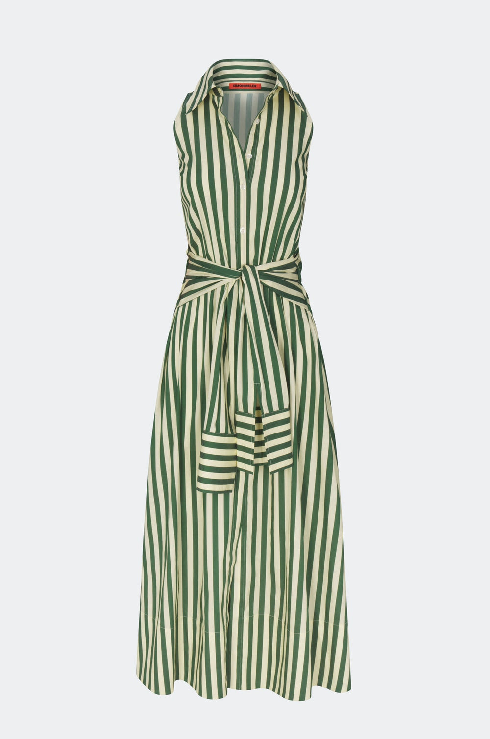 Inna Sleeveless Poplin Dress | Simon Miller Gummy Green/Ecru