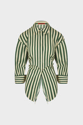 Loch Striped Poplin Button Up | Simon Miller GUMMY GREEN/ECRU