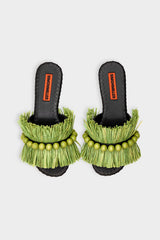 Island Fringe Salerno Sandal | Simon Miller Moss Green/Black