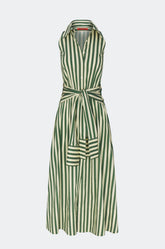 Inna Sleeveless Poplin Dress | Simon Miller Gummy Green/Ecru