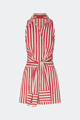 Inna Sleeveless Poplin Mini Dress | Simon Miller Venetian Red Stripe