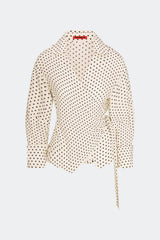 Anya Crepe Wrap Top | Simon Miller Macadamia/Black Polka Dot