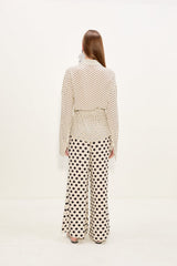 Anya Crepe Wrap Top | Simon Miller Macadamia/Black Polka Dot