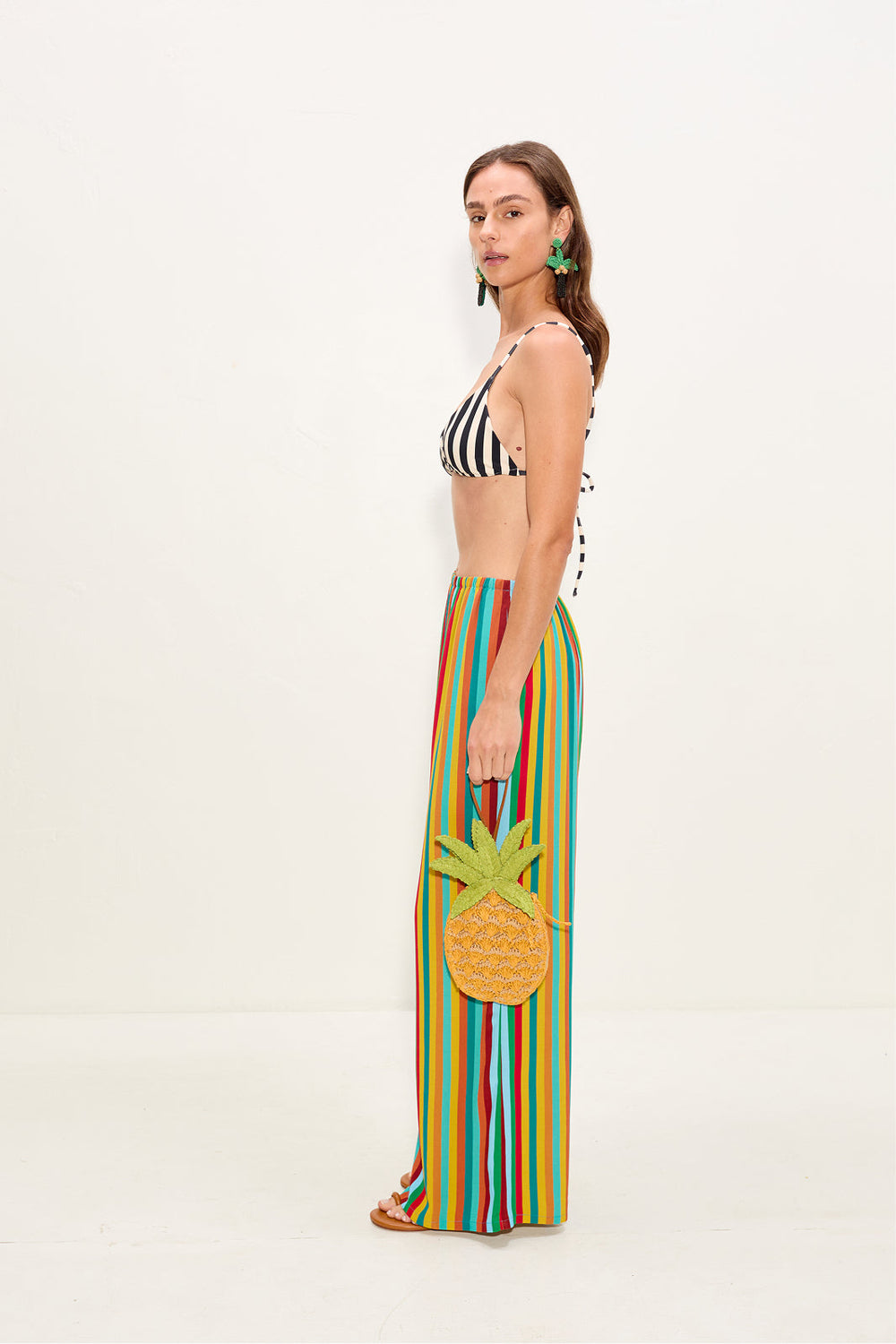 Nella Crepe Wide Leg Pant | Simon Miller Vibrant Multi Stripe