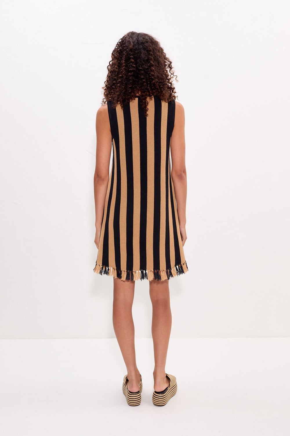 Moji Stripe Tassel Mini Dress | Simon Miller Black/Natural Combo