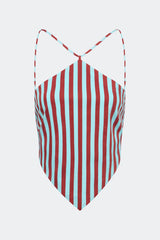Kit Poplin Tie Top | Simon Miller Salted Blue/Crimson