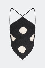 Kit Crochet Top | Simon Miller Black/Macadamia Polka Dot
