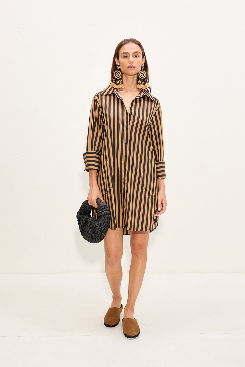 Kena Poplin Dress | Simon Miller Black/Tan Stripe